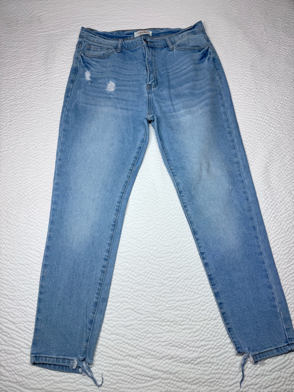 Vibrant M.I.U. Size 13 Light Wash Distressed Jeans Frayed Hem
